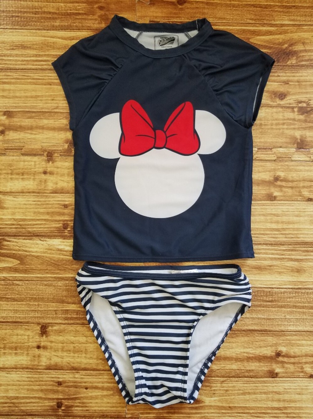 Old Navy Minnie Mouse Disney Rashguard Swim Set 5T Navy Blue Striped Girls